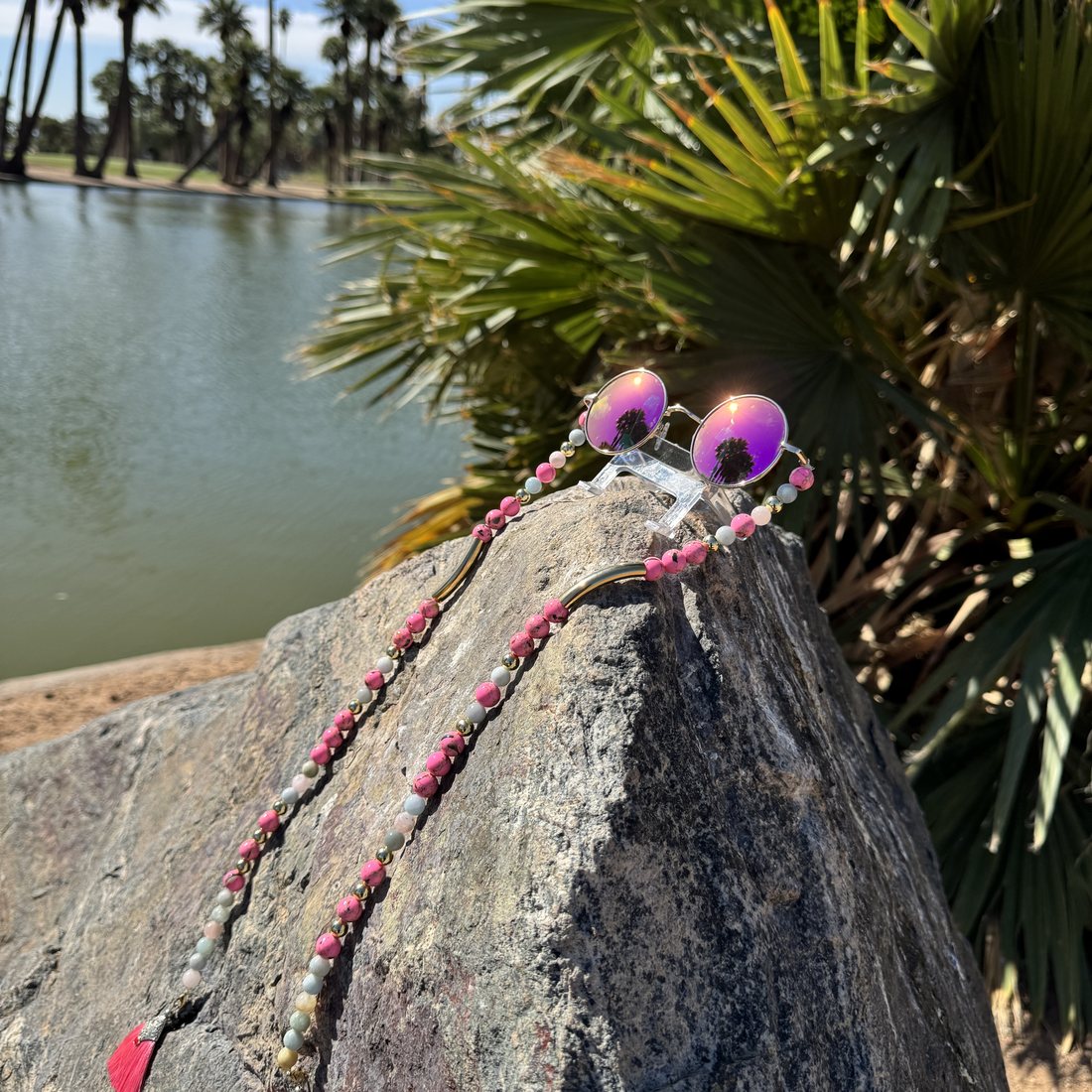 Pink and Gold Swags — D.A.N.G.L.S handmade crystal eyeart