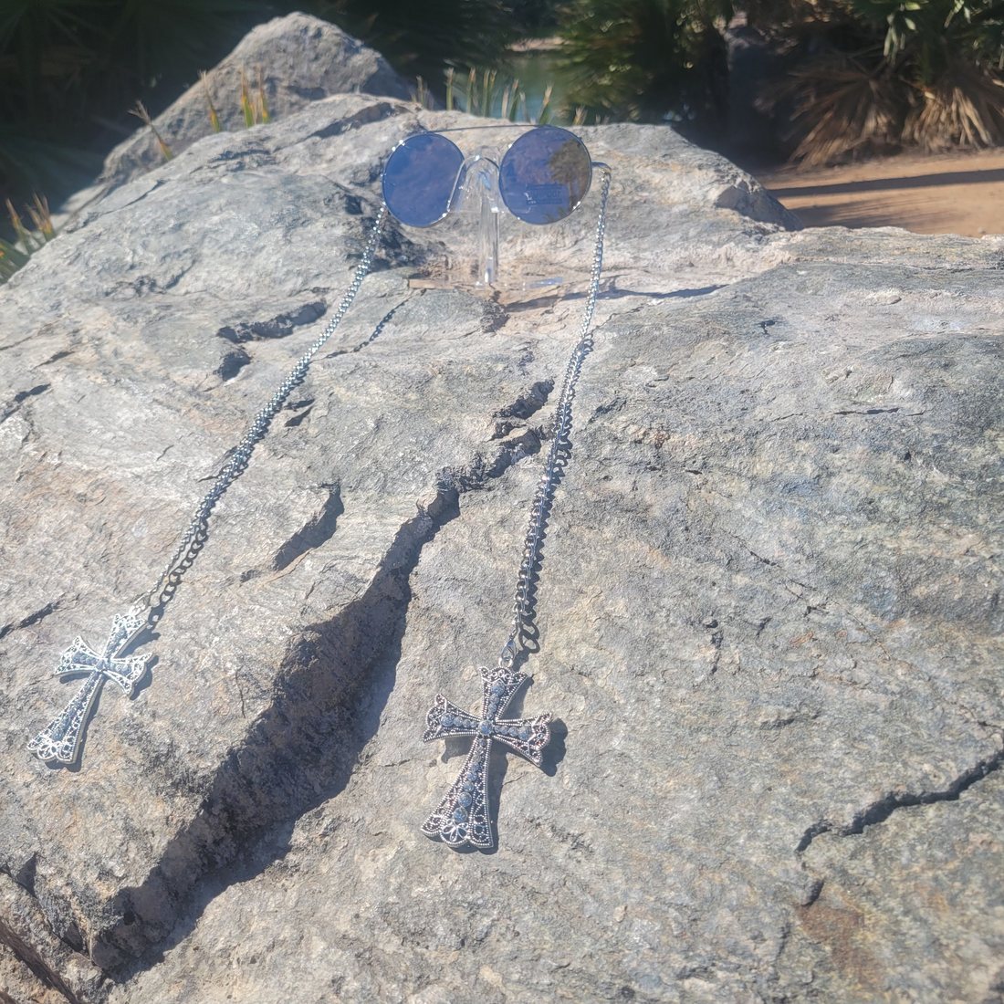 Silver Crosses — D.A.N.G.L.S handmade crystal eyeart