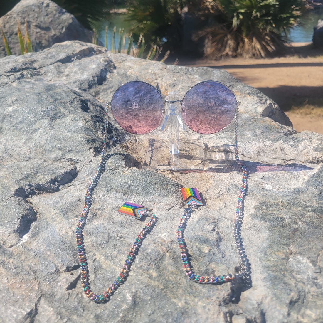 Purple-to-Pink Trans — D.A.N.G.L.S handmade crystal eyeart