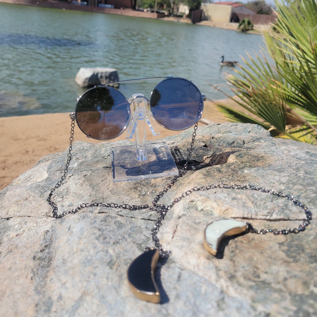 Silver Crescent — D.A.N.G.L.S handmade crystal eyeart