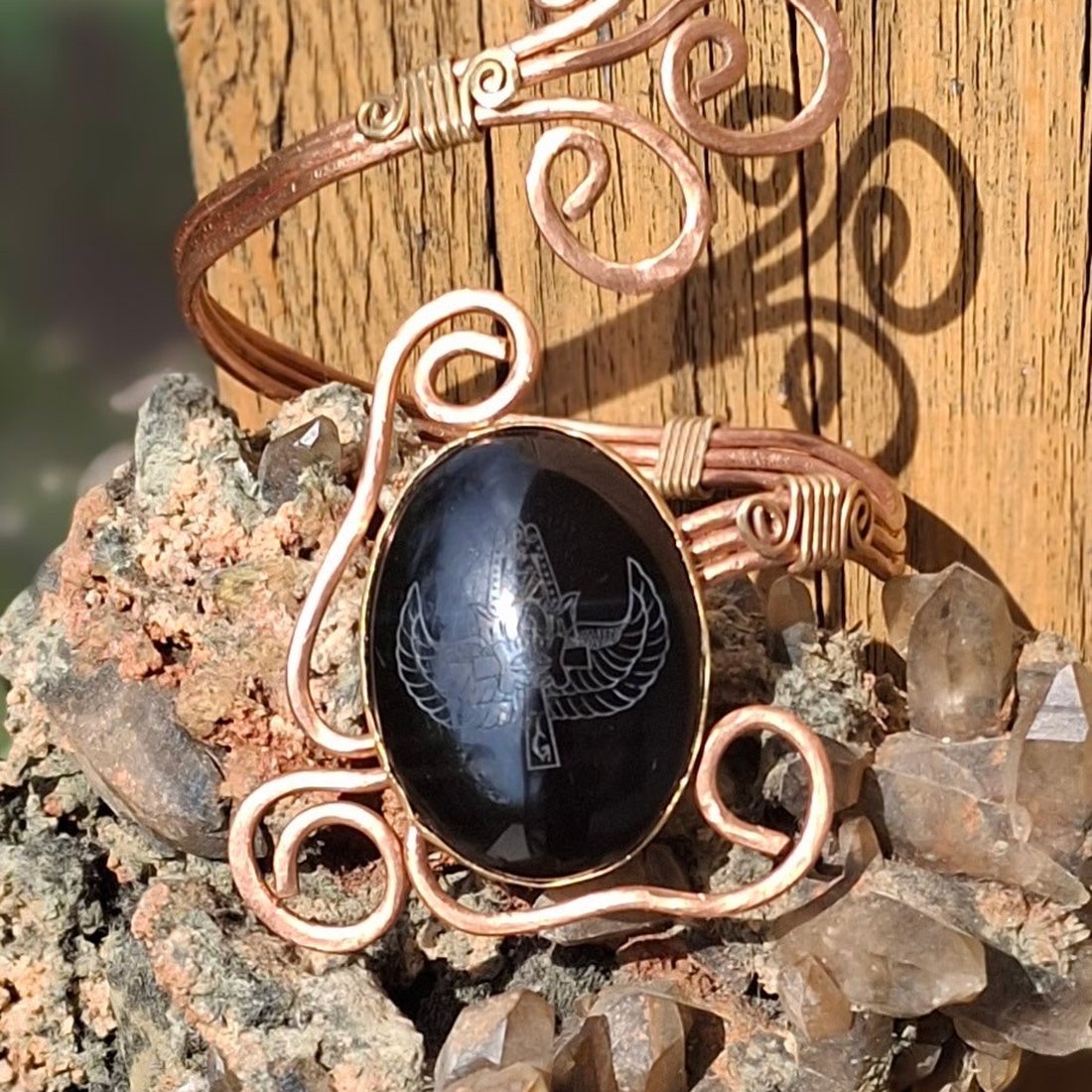 Bracelet — SingAni handmade copper and black onyx adornment