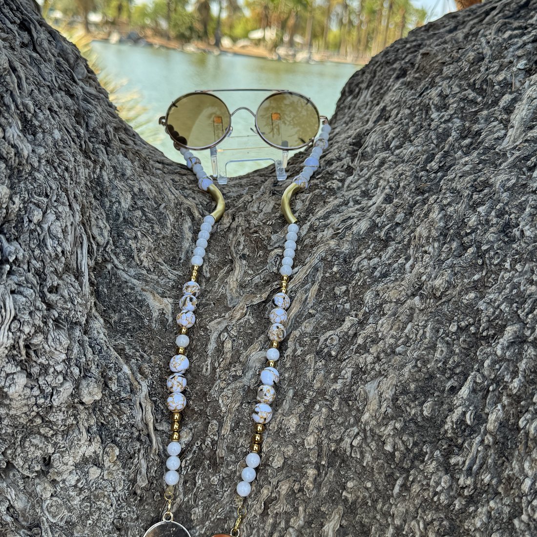 White & Gold Beehive — D.A.N.G.L.S handmade crystal eyeart